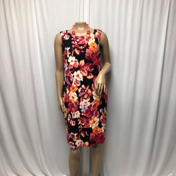 Chicos Dress Womens Sz 0.5 Small 6 Black Pink Orange Floral Shift Party Office - Picture 1 of 7
